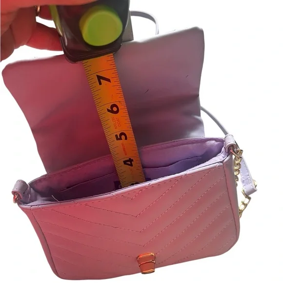 Claire's Pastel Purple Crossbody Bag with Chain Strap and Quilted Design - Picture 9 of 14